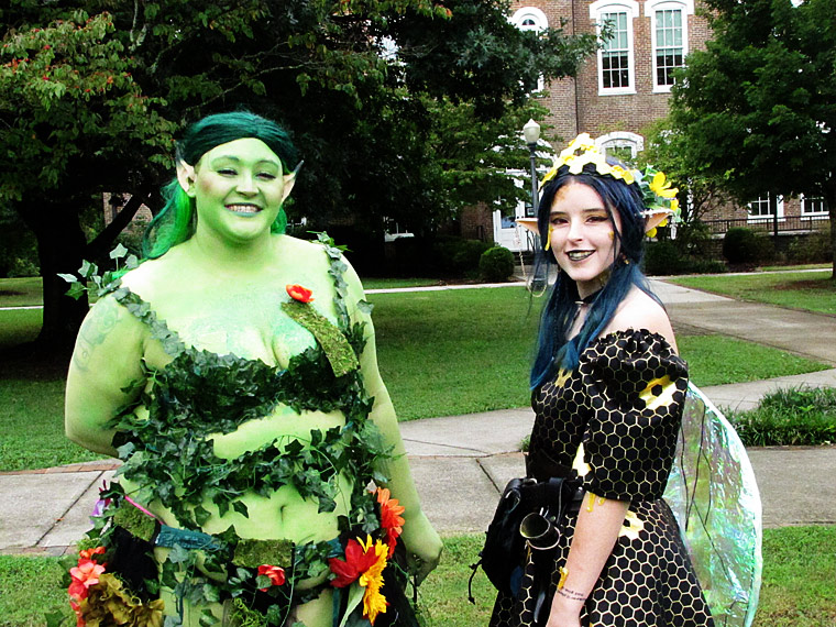 Green woman and bee fairy