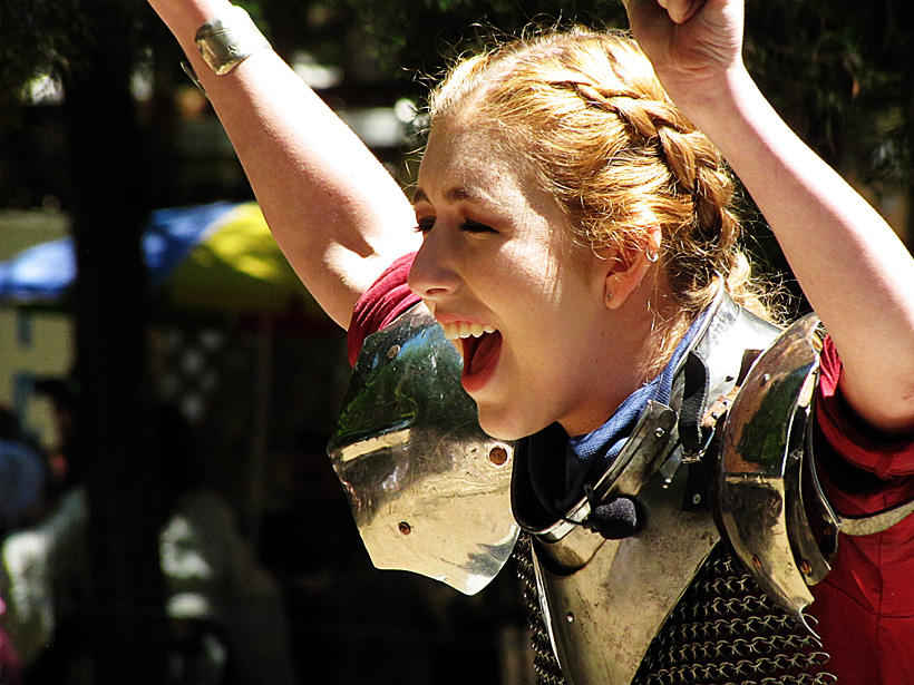 red haired woman in armor