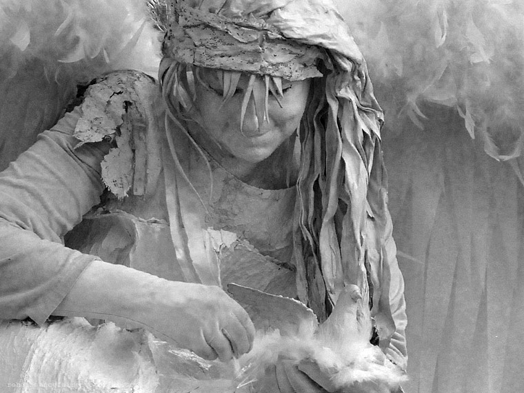 laughing woman in a straw hat
