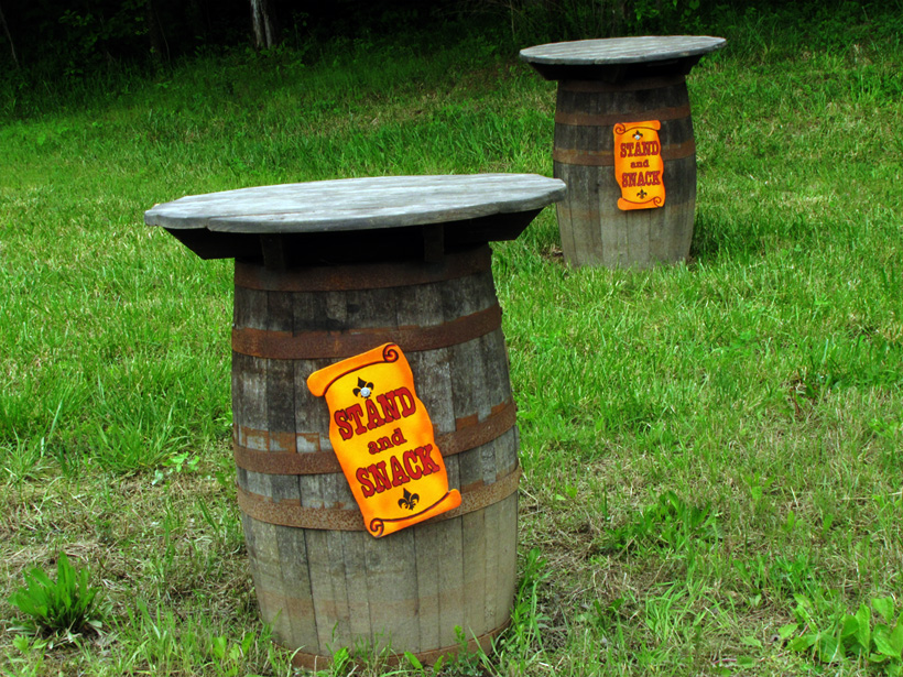 Empty beer barrel turned into a table